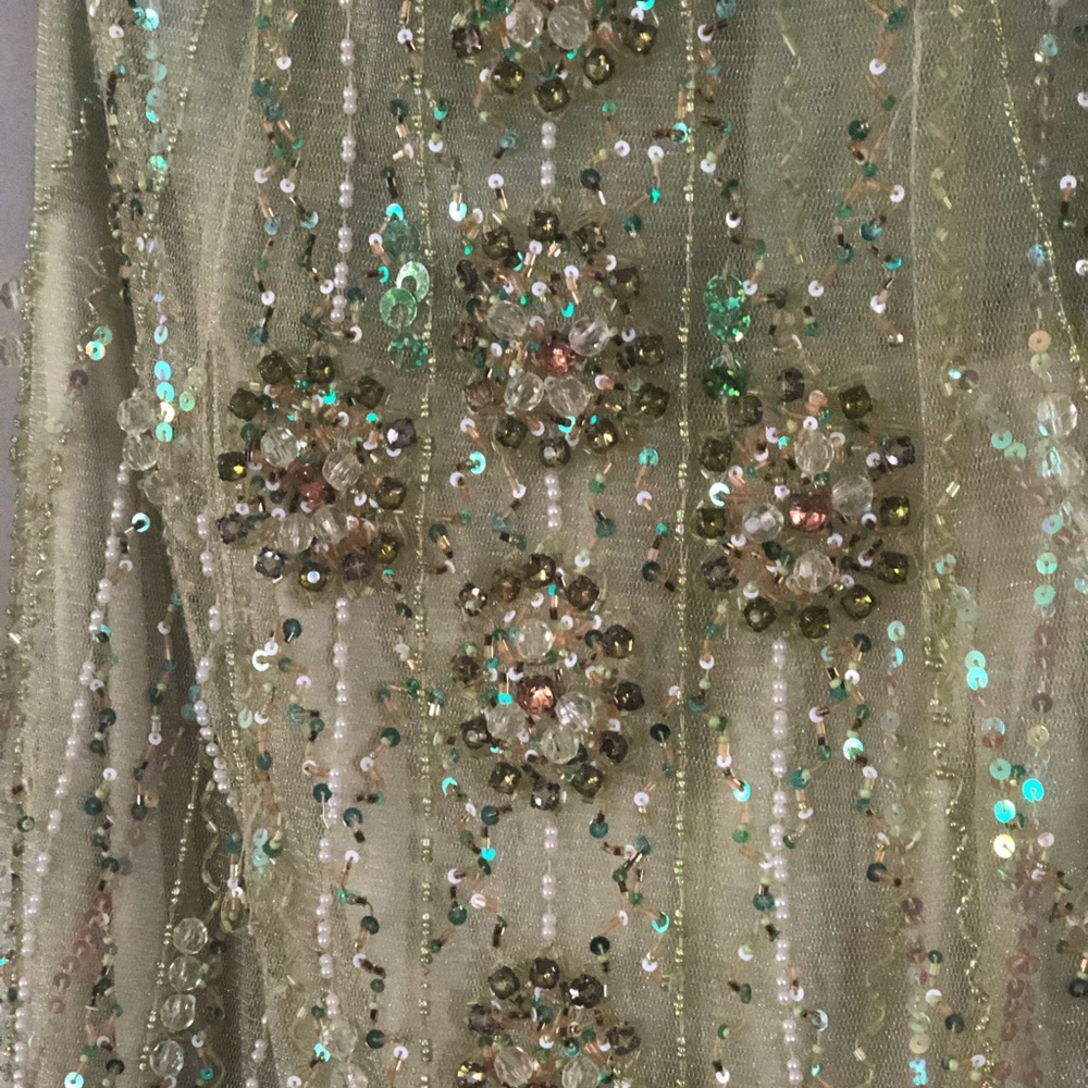 Full length neon green prom dress